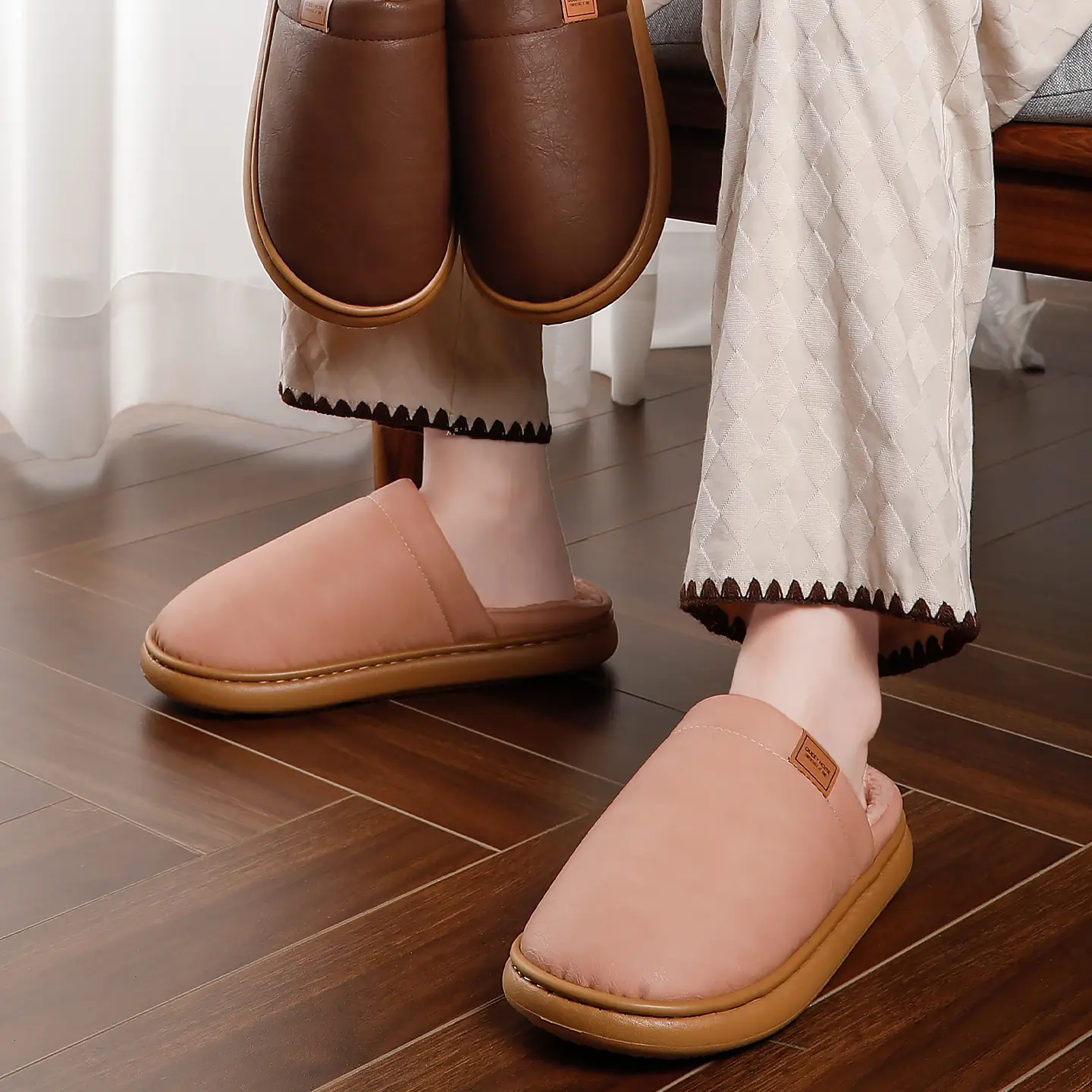 Women Pink Cotton Winter Slippers 2025 - Image 9