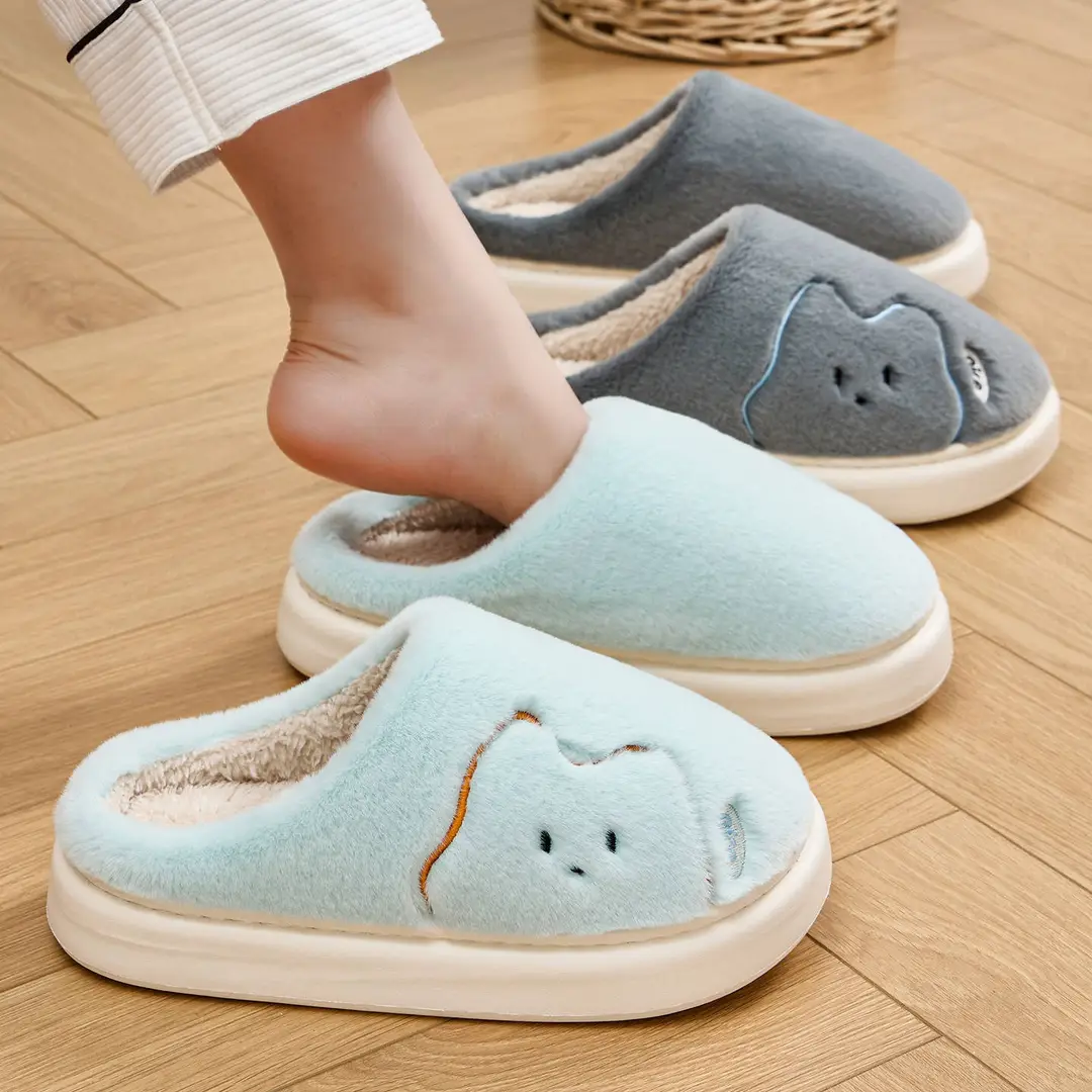Lidani Cute Cotton Slippers for Women Winter 2025 New Indoor Home Warm Non-Slip Thick-Soled Couple Cotton Shoes - Image 6