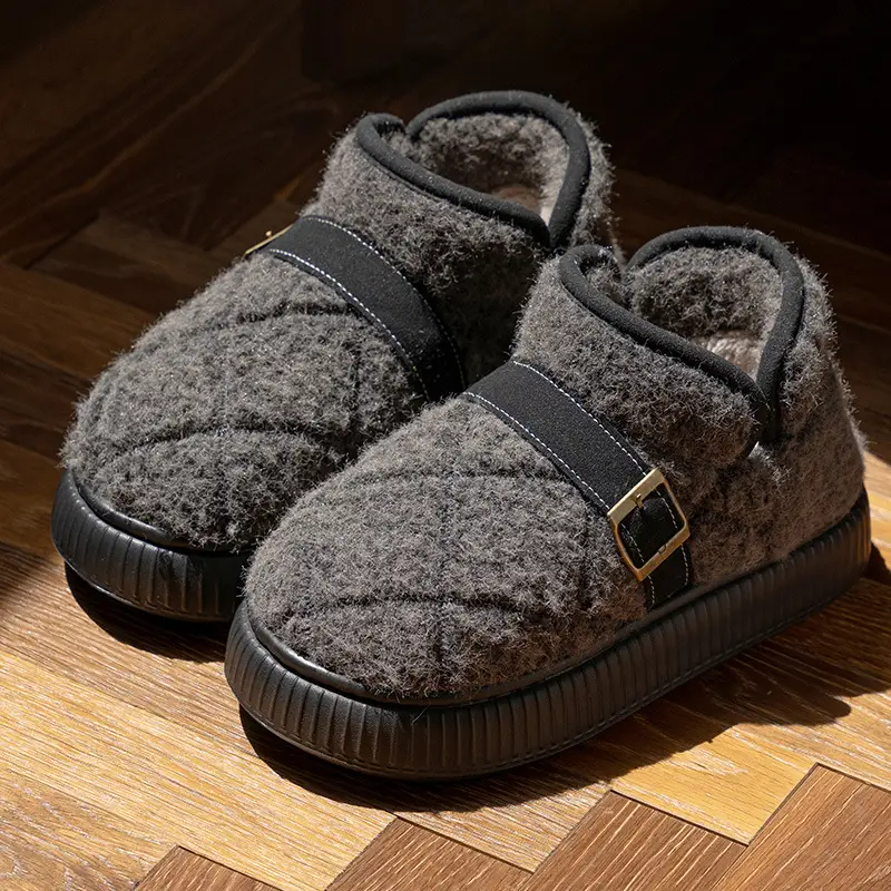 Women Fleece Lined Winter Sandals with Buckle Strap