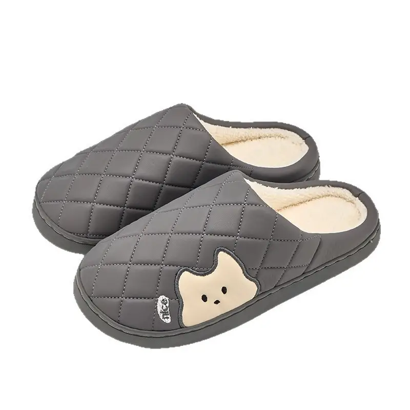 Women Waterproof PU Slippers Pink Warm Comfortable - Image 9