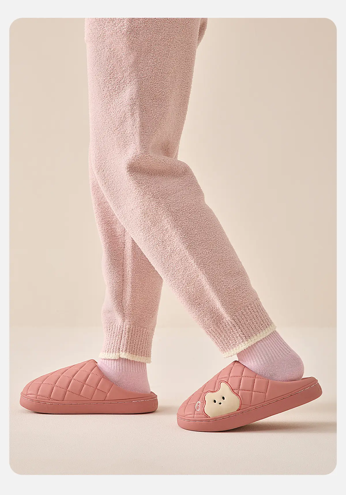 Women Waterproof PU Slippers Pink Warm Comfortable — feature 14