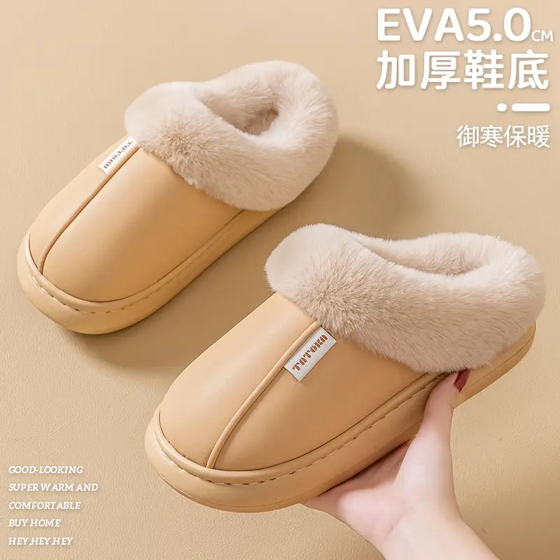 Waterproof Cotton Slippers for Women, Non-Slip, Waterproof, Silent, Thick-Soled, Wear-Resistant, Home Couple Confinement Shoes, Cotton Slippers for Men, Wholesale - Image 12
