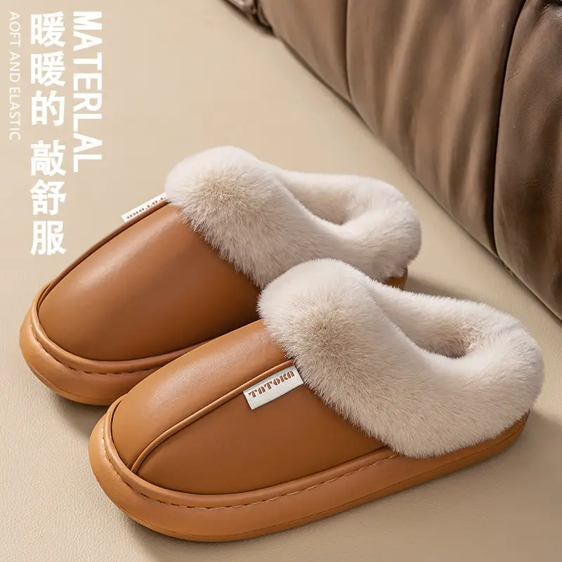 Waterproof Cotton Slippers for Women, Non-Slip, Waterproof, Silent, Thick-Soled, Wear-Resistant, Home Couple Confinement Shoes, Cotton Slippers for Men, Wholesale - Image 3