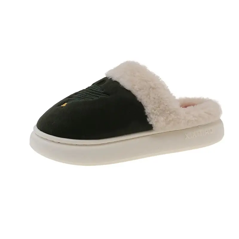 Christmas Tree Furry Slippers Women Winter Warm Cotton Indoor - Image 7