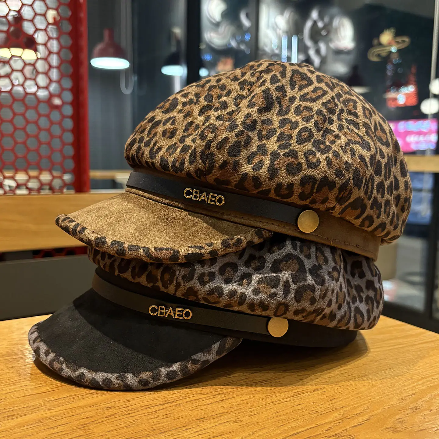 Vintage Leopard Print Newsboy Cap for Women - Image 8