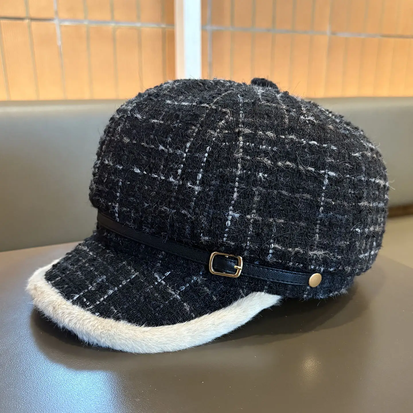 Autumn Winter Plush Octagonal Hat for Women - Image 9