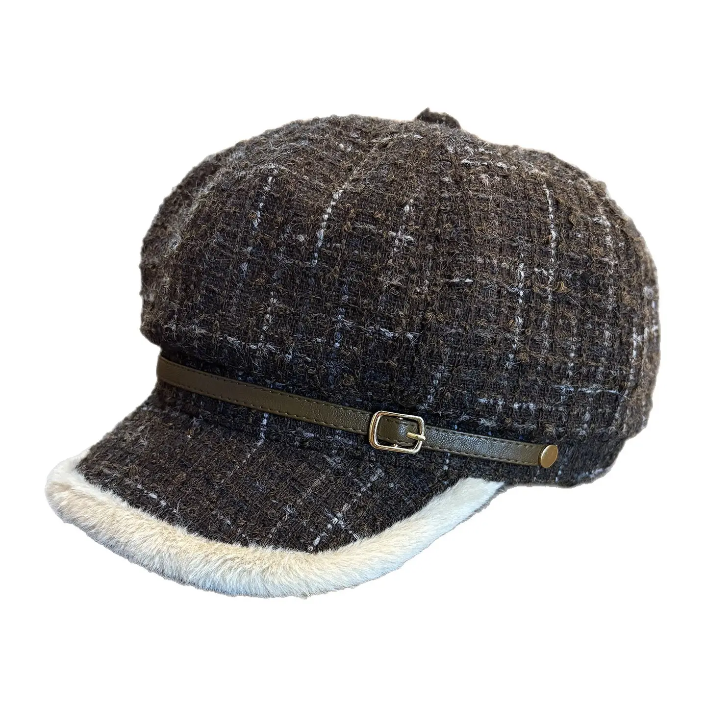 Autumn Winter Plush Octagonal Hat for Women - Image 11