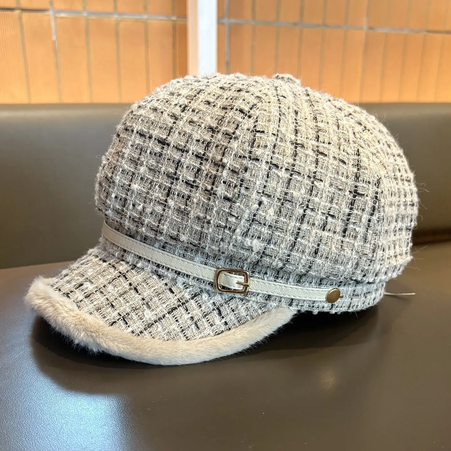 Autumn Winter Plush Octagonal Hat for Women — feature 4