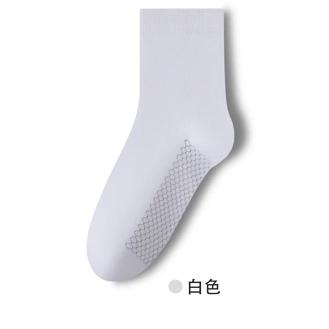 Graphene Socks Men's 10A Antibacterial Warm Ginger Essential Oil Deodorant Mid-Tube Pure Color Clean Version Autumn and Winter Warm Socks