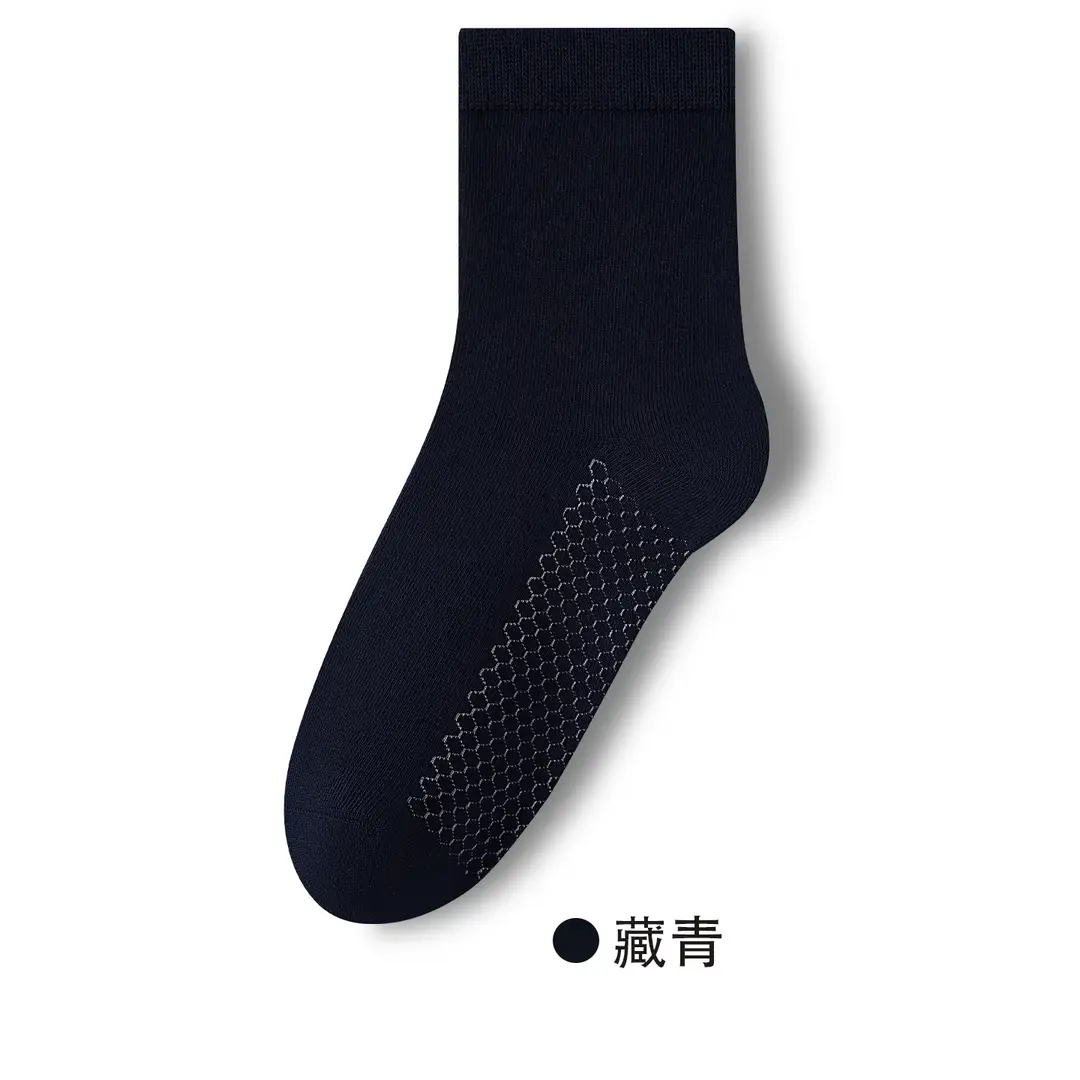 Graphene Socks Men's 10A Antibacterial Warm Ginger Essential Oil Deodorant Mid-Tube Pure Color Clean Version Autumn and Winter Warm Socks
