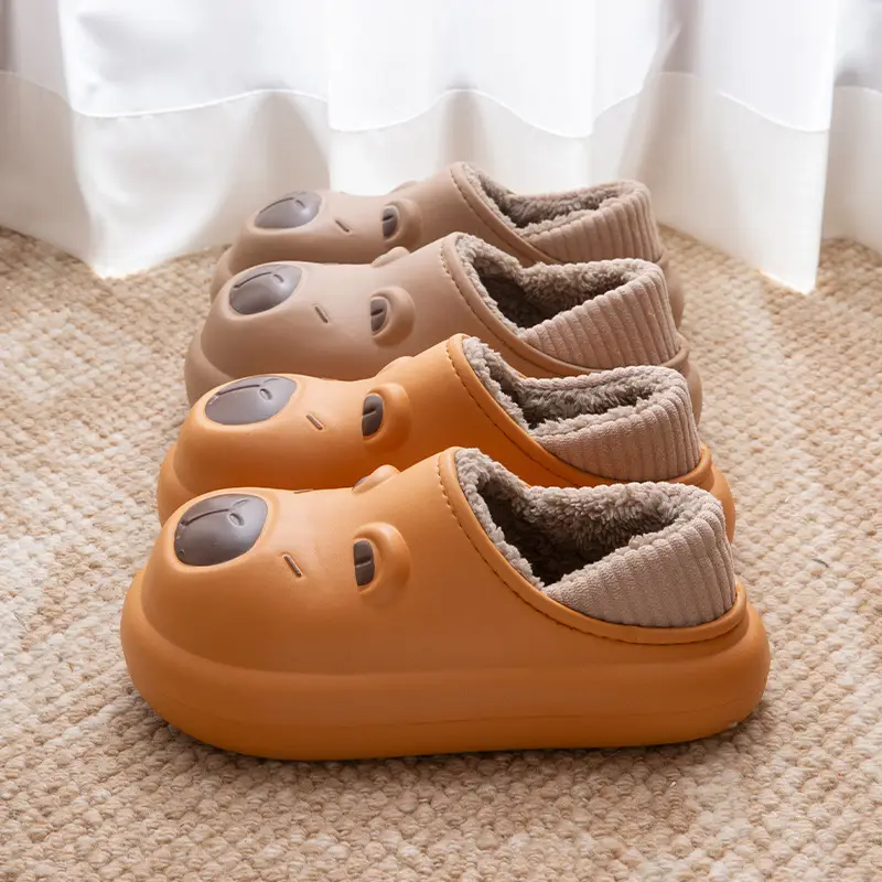 Children's Kapibala Cotton Slippers Winter Warm and Cold-Proof Bag with Boys and Girls Home Indoor Non-Slip Woolen Cotton Shoes