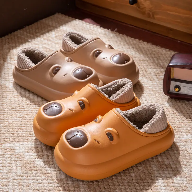 Children's Kapibala Cotton Slippers Winter Warm and Cold-Proof Bag with Boys and Girls Home Indoor Non-Slip Woolen Cotton Shoes