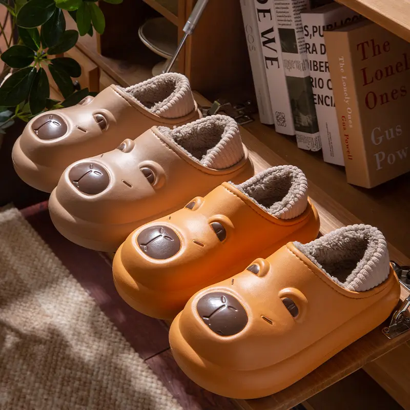 Children's Kapibala Cotton Slippers Winter Warm and Cold-Proof Bag with Boys and Girls Home Indoor Non-Slip Woolen Cotton Shoes