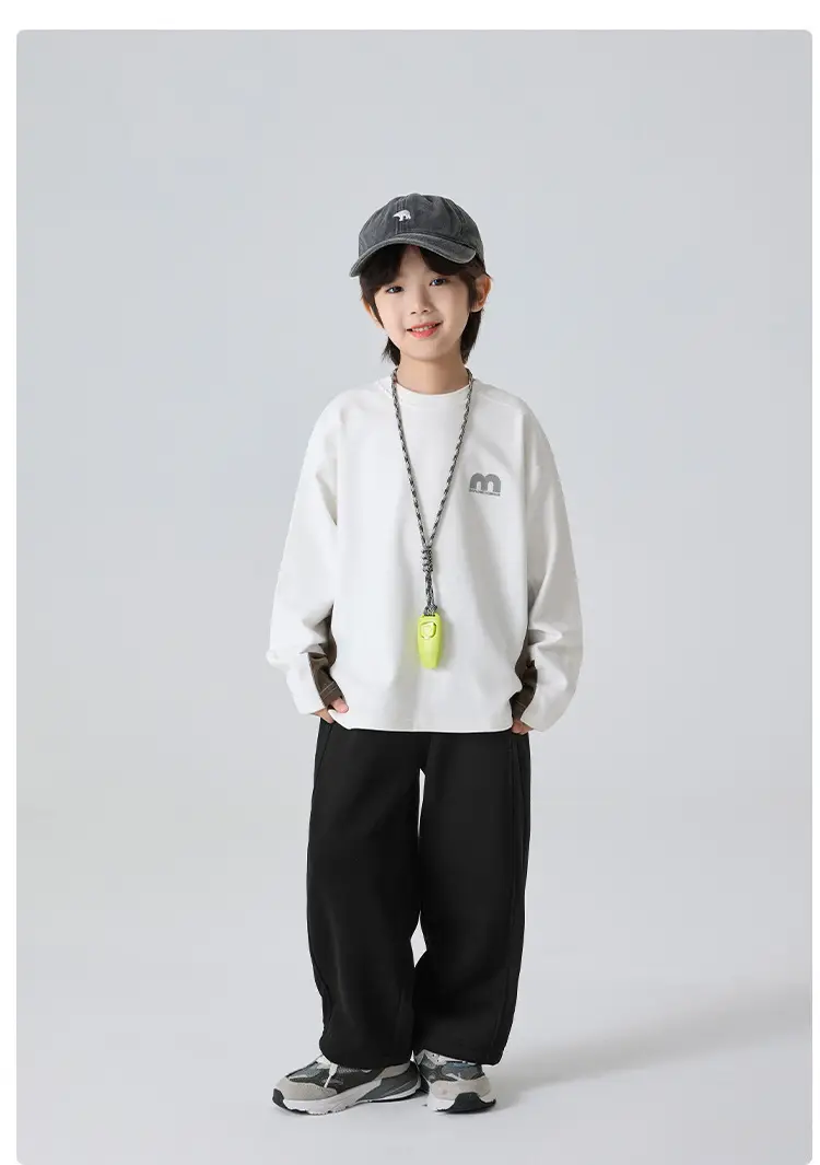 Haima Boys Winter Long Sleeve T-Shirt White Black — feature 10