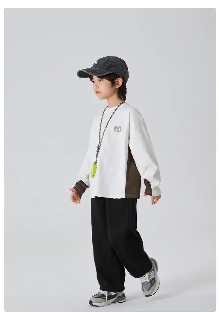 Haima Boys Winter Long Sleeve T-Shirt White Black — feature 9