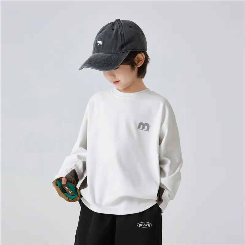 Haima Boys Winter Long Sleeve T-Shirt White Black