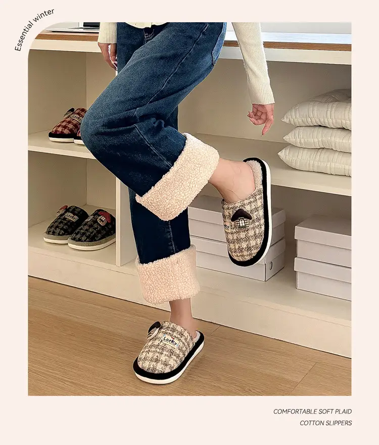 Cotton Slippers for Women, Autumn and Winter 2025 New Style, Indoor Home, Warm, Non-Slip, Silent, Thick-Soled Fleece-Lined Cotton Slippers for Men — feature 12