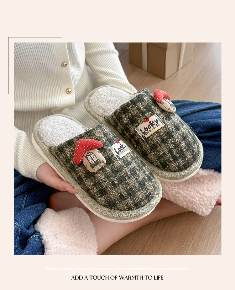 Cotton Slippers for Women, Autumn and Winter 2025 New Style, Indoor Home, Warm, Non-Slip, Silent, Thick-Soled Fleece-Lined Cotton Slippers for Men — feature 13