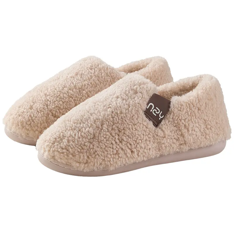 Nanbowan Women's Winter Cotton Shoes with Plush Lining, Thickened for Home Use, Indoor Non-Slip Couple's Simple Furry Cotton Shoes for Men - Image 9