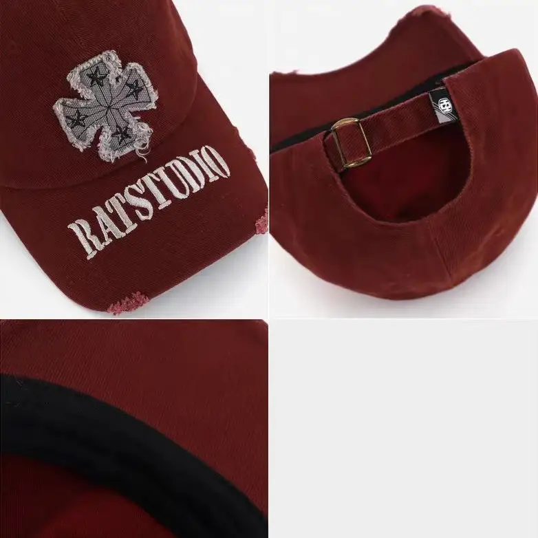 Maroon Cross-Shaped Korean Duckbill Cap for Large Head - Image 12