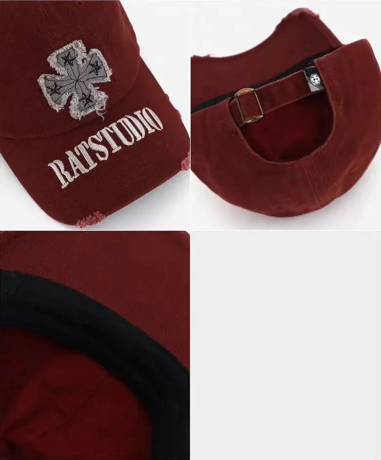 Maroon Cross-Shaped Korean Duckbill Cap for Large Head — feature 10
