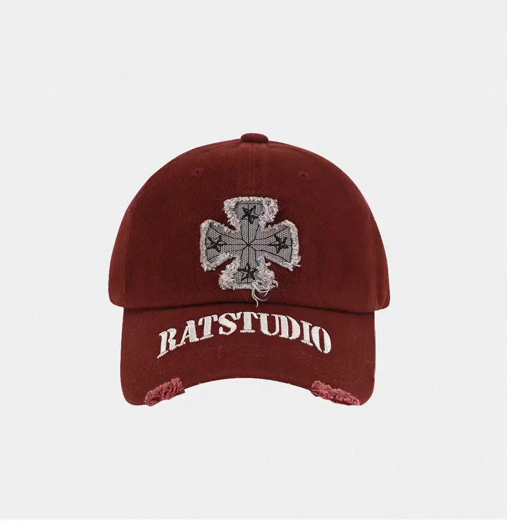 Maroon Cross-Shaped Korean Duckbill Cap for Large Head - Image 2