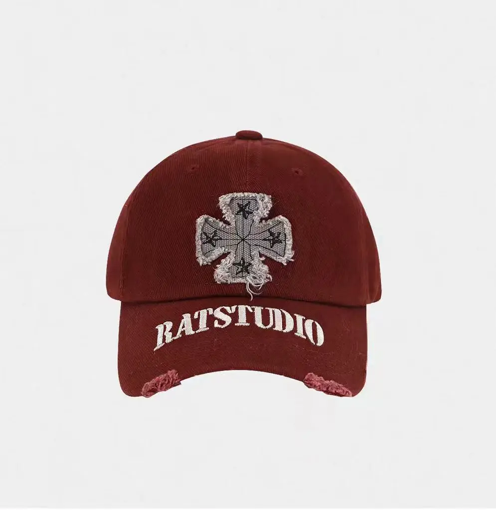 Maroon Cross-Shaped Korean Duckbill Cap for Large Head - Image 6