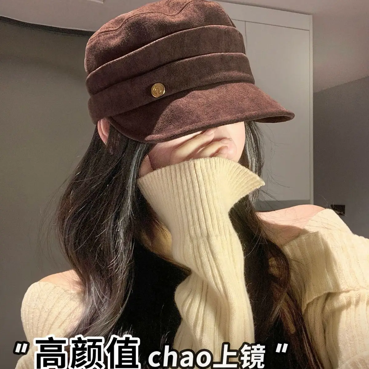 Women Flat Top Duckbill Hat Large Circumference - Image 8
