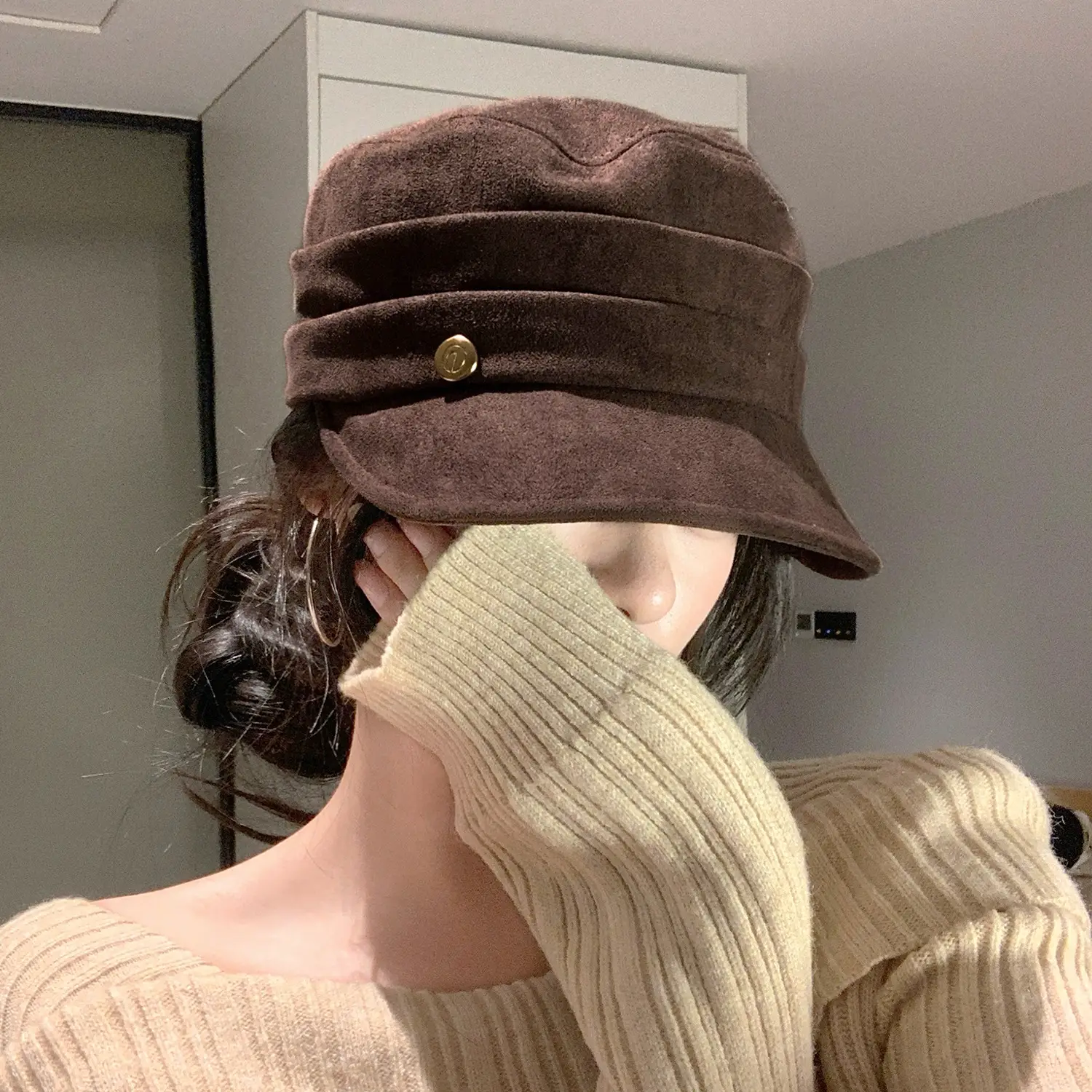 Women Flat Top Duckbill Hat Large Circumference - Image 2