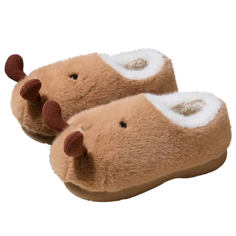 All-Inclusive Cotton Slippers Omelette Potato Cotton Shoes Women's Winter Home Indoor Fleece-Lined Warm Thick-Soled Non-Slip Furry Slippers - Image 7