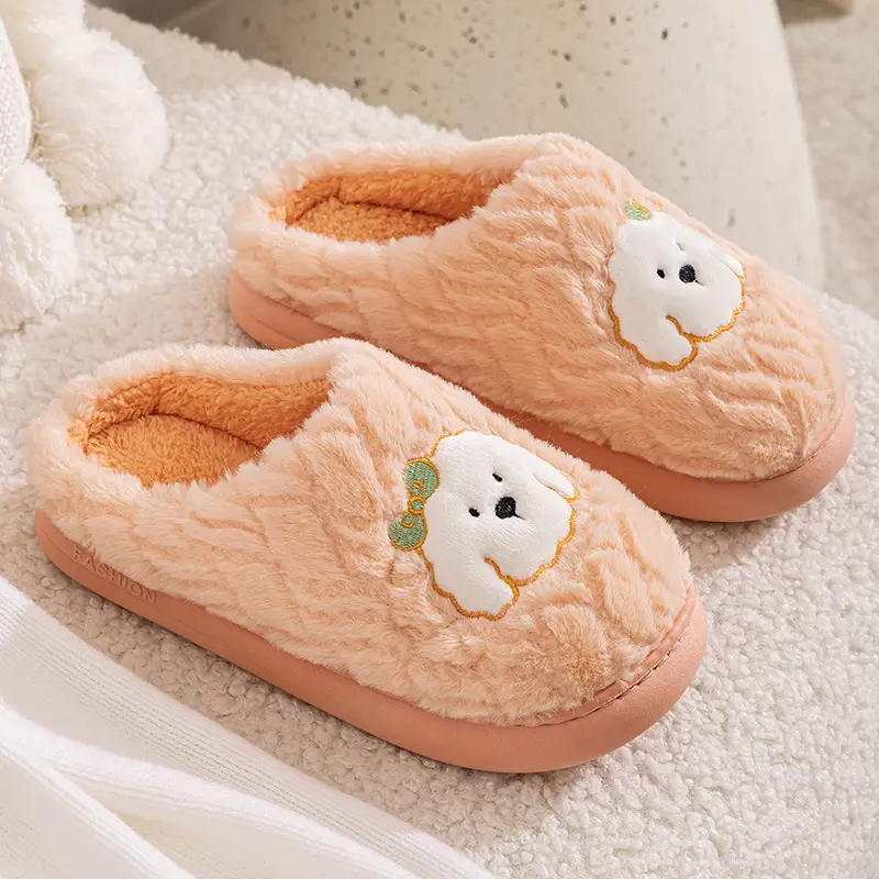 Qida Shun Couple Cotton Slippers Winter New Indoor and Outdoor Plush Cotton Shoes Thickeneded Warm Plush Cotton Slippers Wholesale - Image 2
