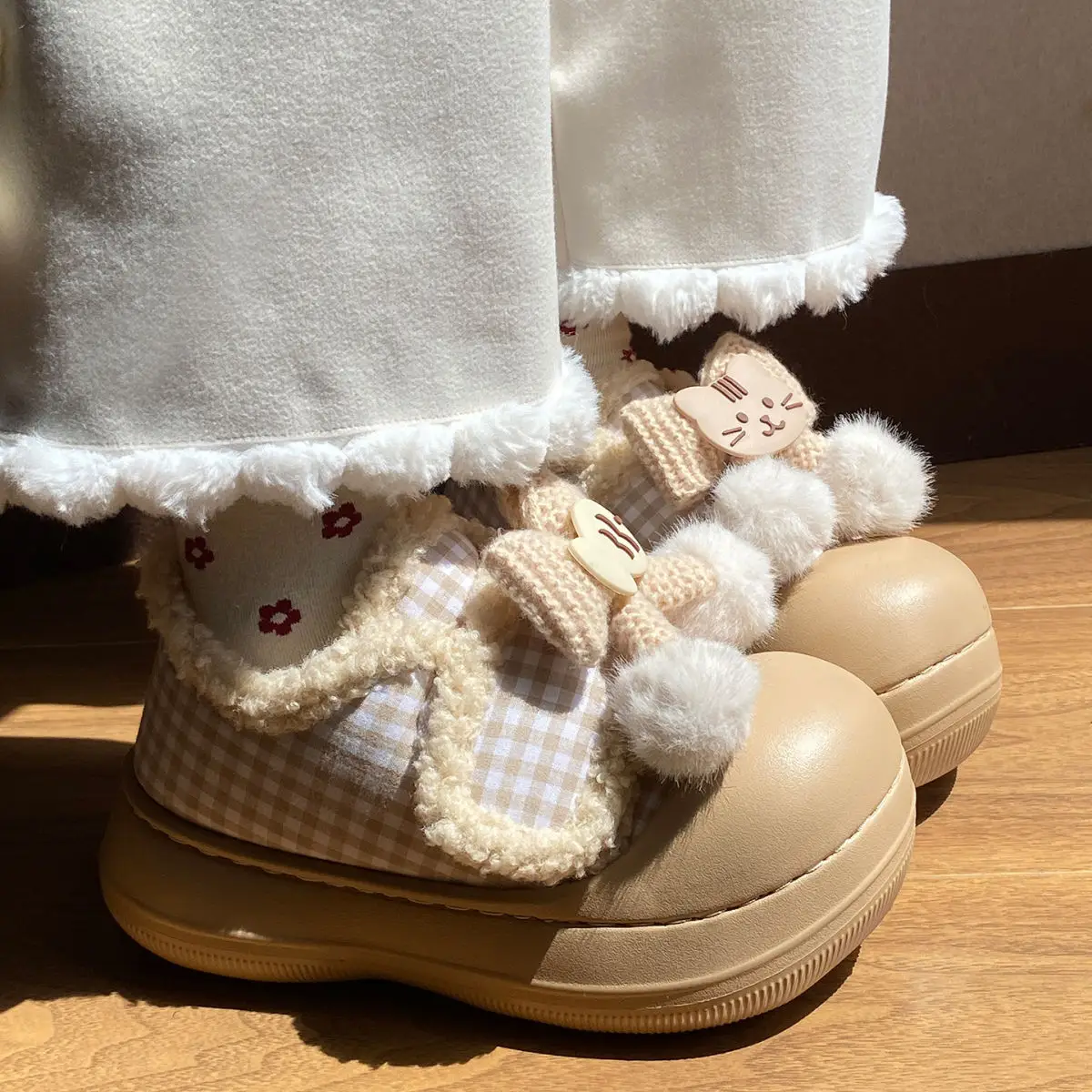 Women's Warm Plaid Thick-Soled Winter Shoes — feature 28
