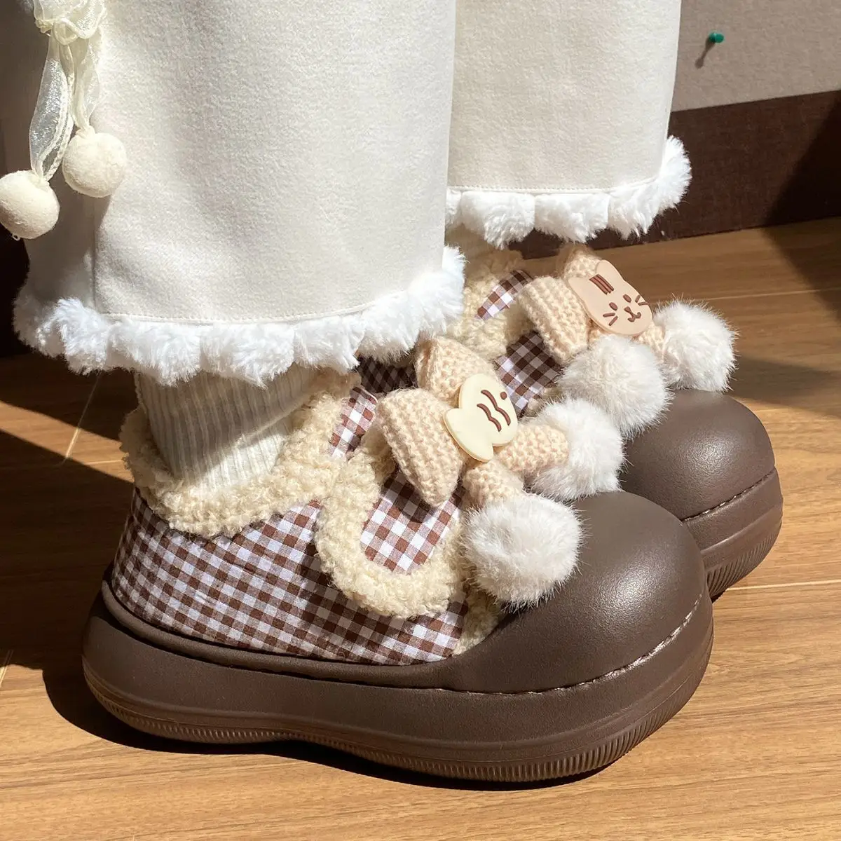 Women's Warm Plaid Thick-Soled Winter Shoes — feature 32