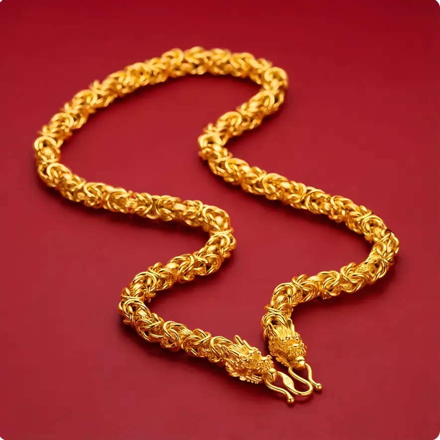 [Take on Delivery] Vietnam Sand Gold Men's Hip-Hop Fashion Domineering Boss Necklace Snake Bone Chain