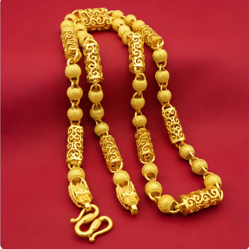 [Take on Delivery] Vietnam Sand Gold Men's Hip-Hop Fashion Domineering Boss Necklace Snake Bone Chain