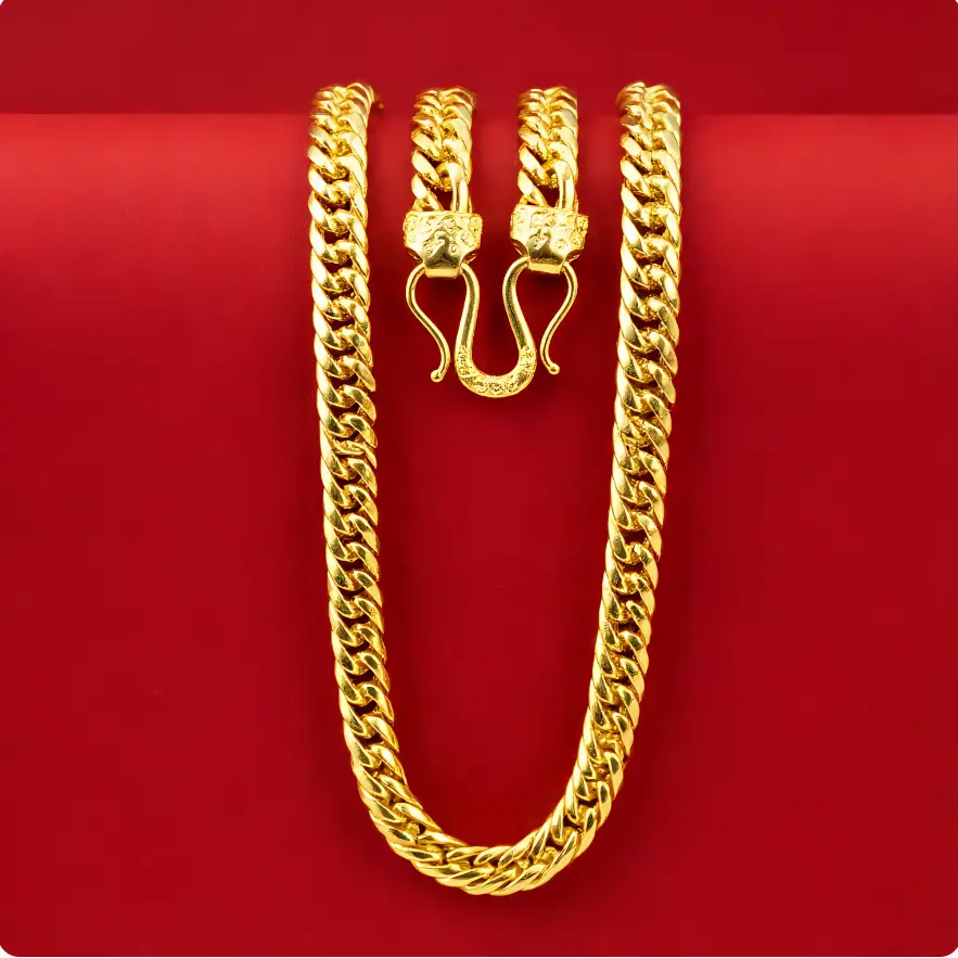 [Take on Delivery] Vietnam Sand Gold Men's Hip-Hop Fashion Domineering Boss Necklace Snake Bone Chain