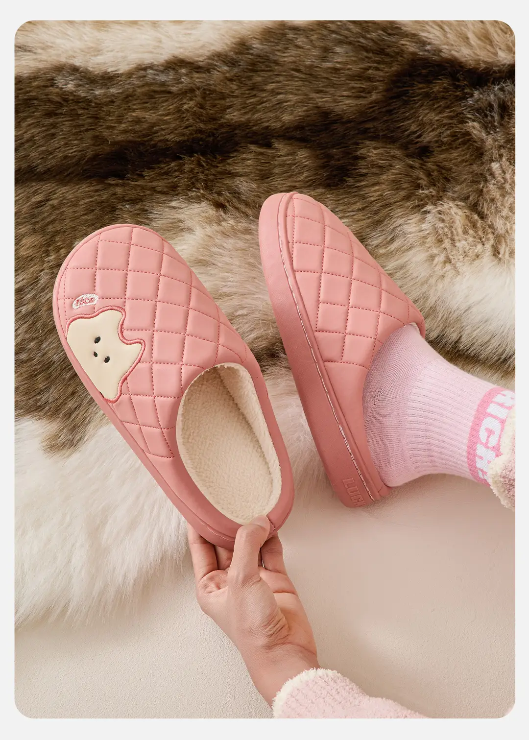 Lidani Waterproof Cotton Slippers for Women, Winter 2025 New Model, Home Warm and Comfortable Thick-Soled Non-Slip Leather Surface Cotton Shoes for Men — feature 16