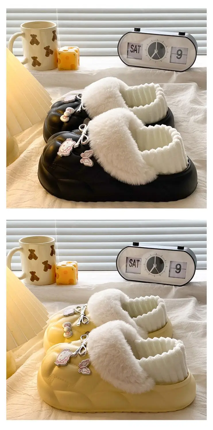 Pink Faux Fur Winter Slippers for Women — feature 17