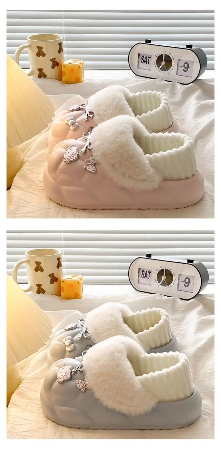 Pink Faux Fur Winter Slippers for Women — feature 18