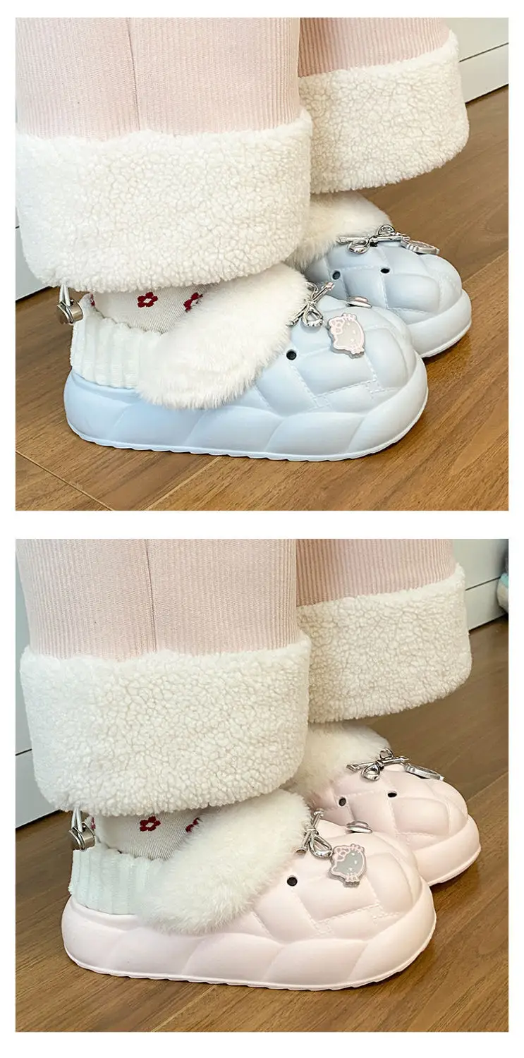 Pink Faux Fur Winter Slippers for Women — feature 24
