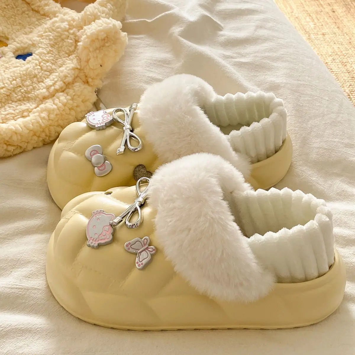 Pink Faux Fur Winter Slippers for Women — feature 25
