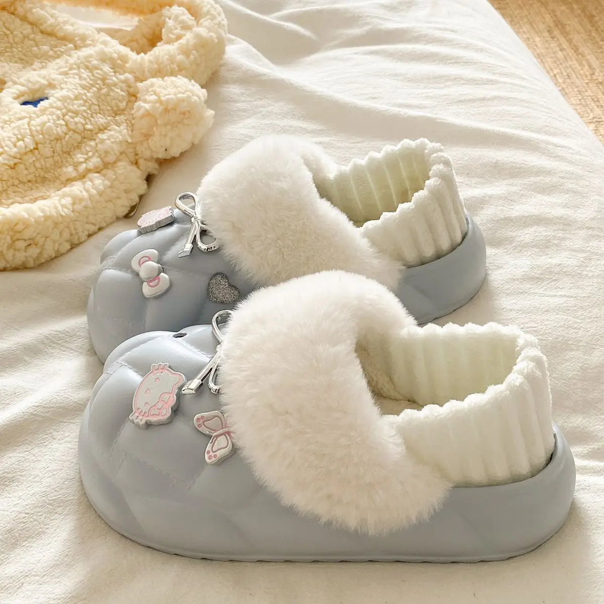 Pink Faux Fur Winter Slippers for Women — feature 32