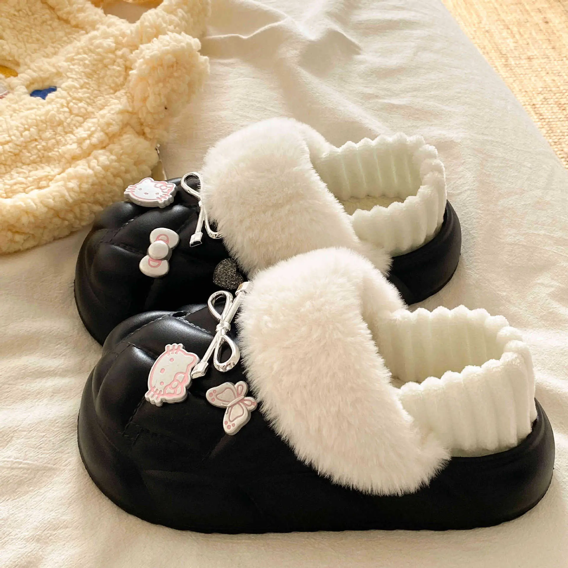 Pink Faux Fur Winter Slippers for Women - Image 4