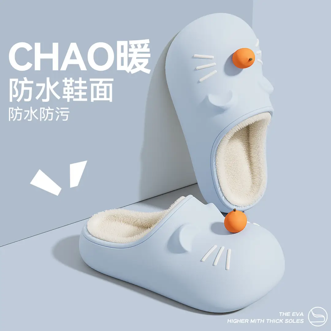 Parent-Child Cotton Slippers for Women Winter Indoor Baotou Fleece-Lined Warm Household Non-Slip Waterproof Soft-Soled Cotton Slippers for Women Wholesale - Image 5