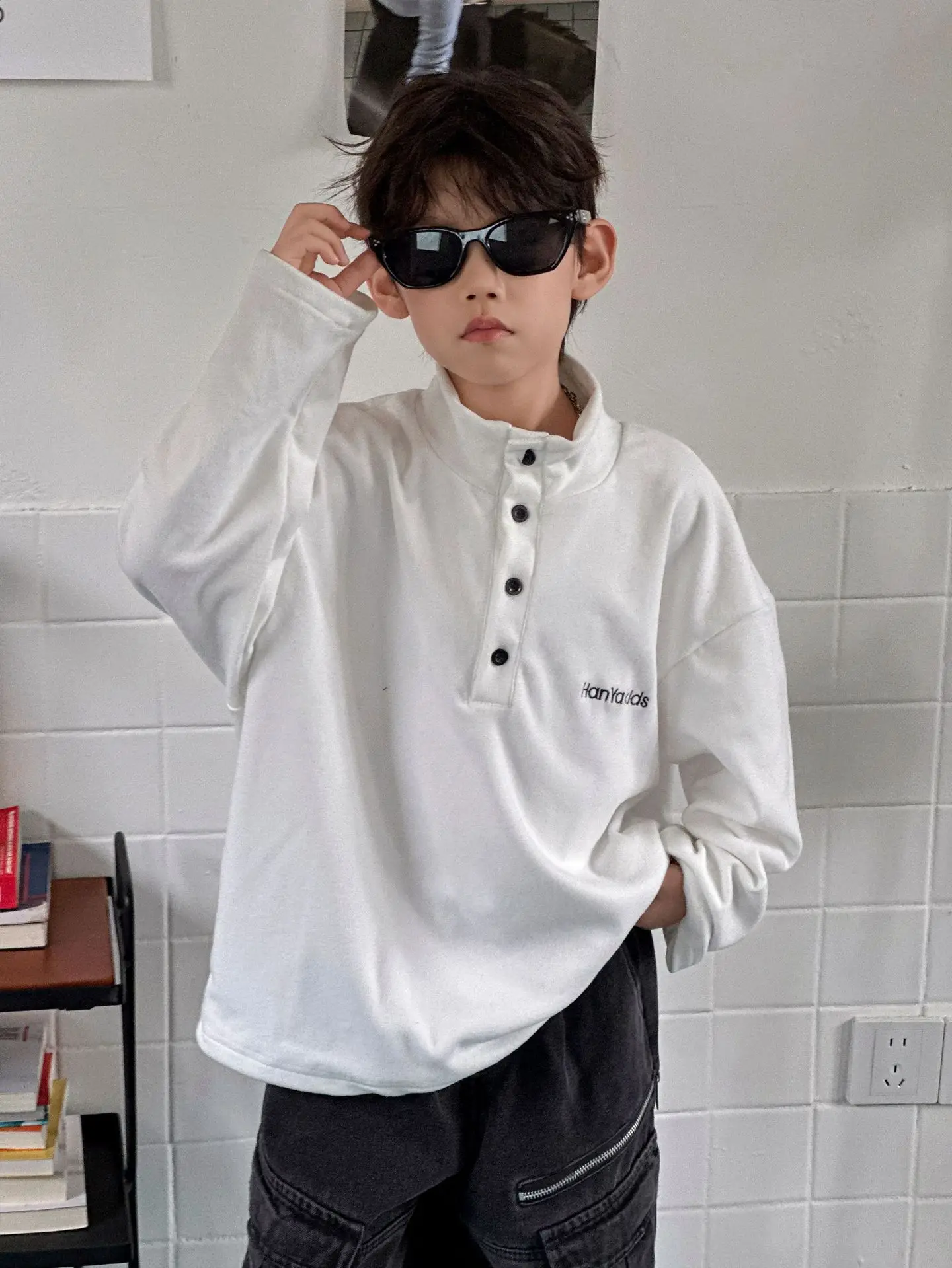 Kids Sweatshirt Set Black Long Sleeve 2025 Winter - Image 7