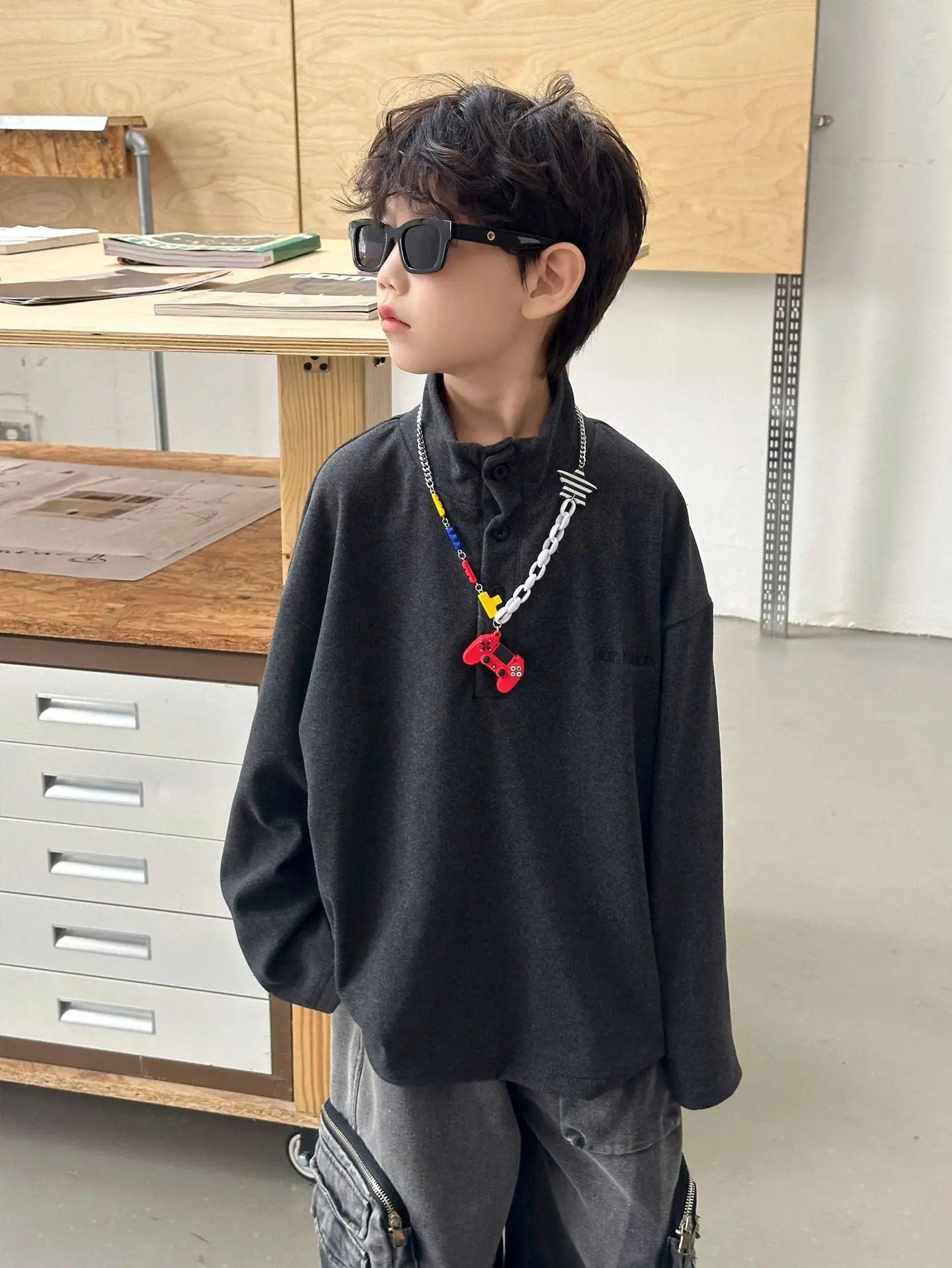 Kids Sweatshirt Set Black Long Sleeve 2025 Winter — feature 10
