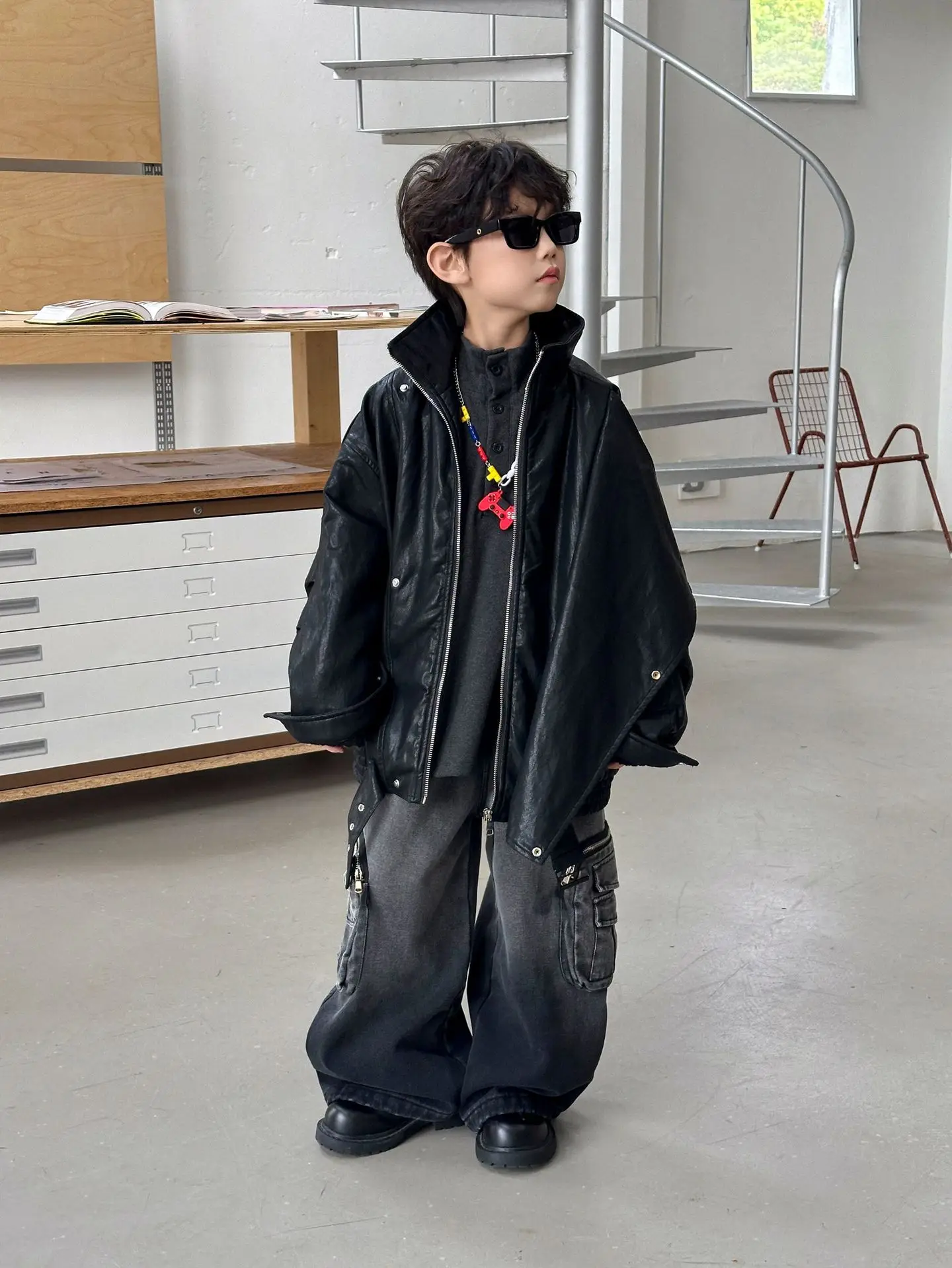 Kids Sweatshirt Set Black Long Sleeve 2025 Winter — feature 12