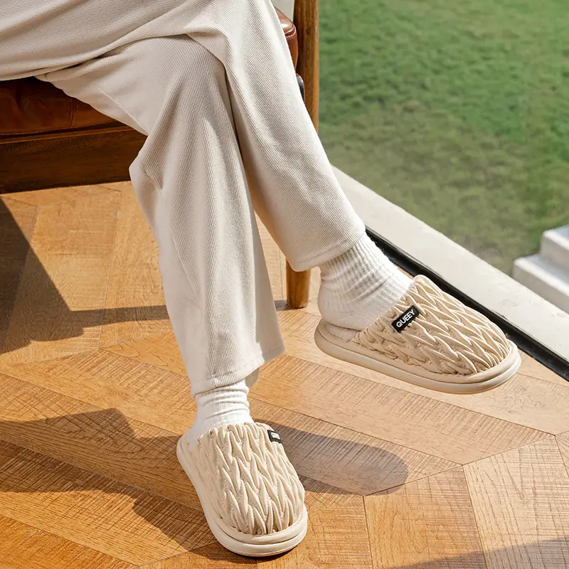 Cotton Slippers for Women 2025 Autumn and Winter Indoor Home Fleece-Lined Thickeneded Warm Waterproof Anti-Slip Floor Mop Men's Winter - Image 8