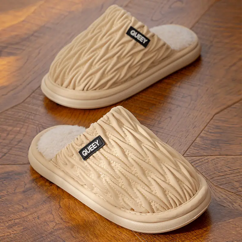 Cotton Slippers for Women 2025 Autumn and Winter Indoor Home Fleece-Lined Thickeneded Warm Waterproof Anti-Slip Floor Mop Men's Winter - Image 9
