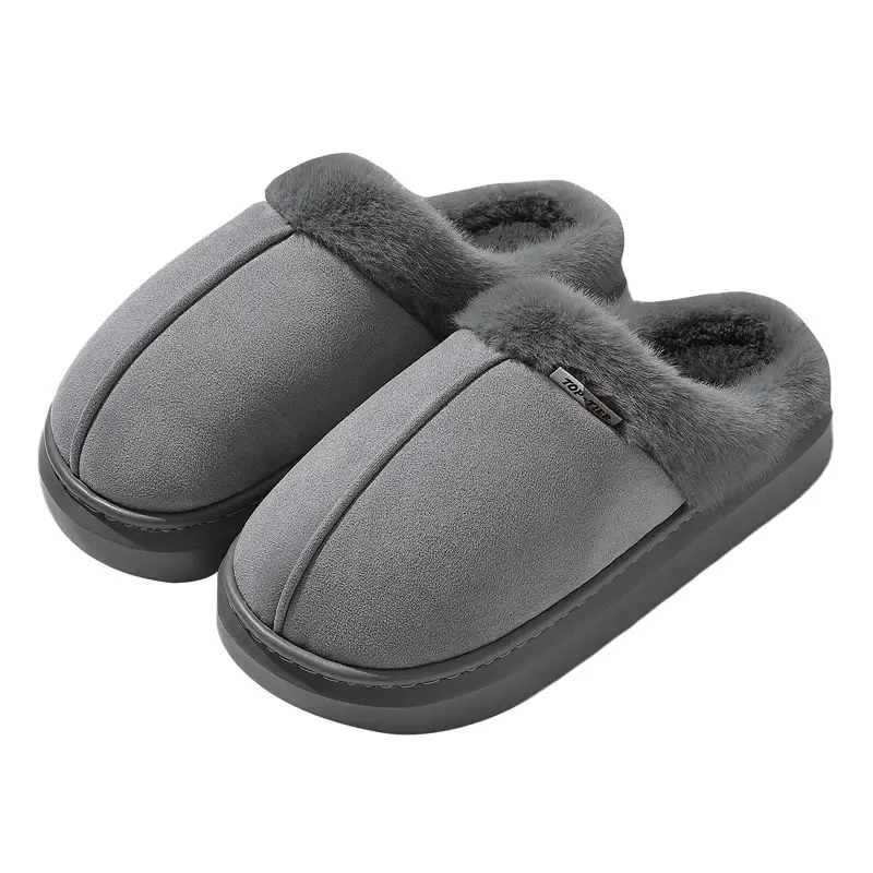 Cuffed Cotton Slippers for Men's Winter Home Indoor Use Thick-Soled Non-Slip Warm Plush Half-Pack Heel Cotton Slippers for Women Wholesale - Image 8
